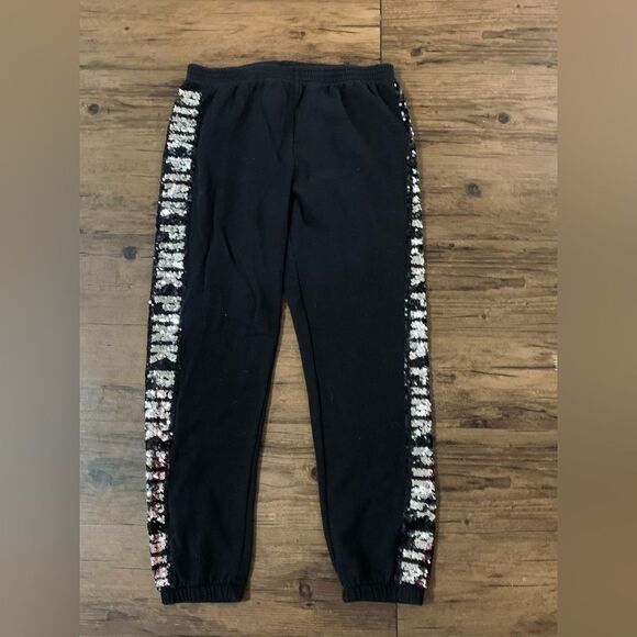 PINK VS SILVER LOGO BLING SWEATSHIRT/ JOGGER PANTS OUTFIT SET M - Picture 7 of 14